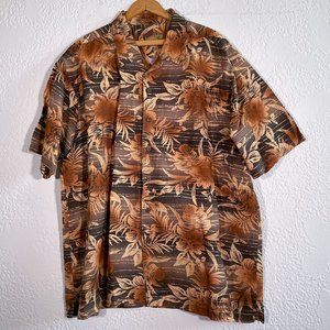 Caribbean Men's Short Sleeve Shirt Linen/Rayon Blend Flowers Size‎ XL